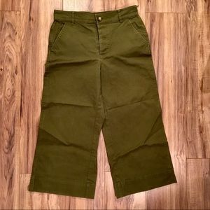 Madewell Green Wide Leg Cropped Chinos